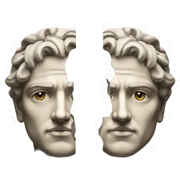 janus greek god two faces facing opposite one side being human the other android emoji