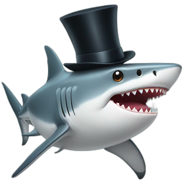 Shark with a top hat emoji