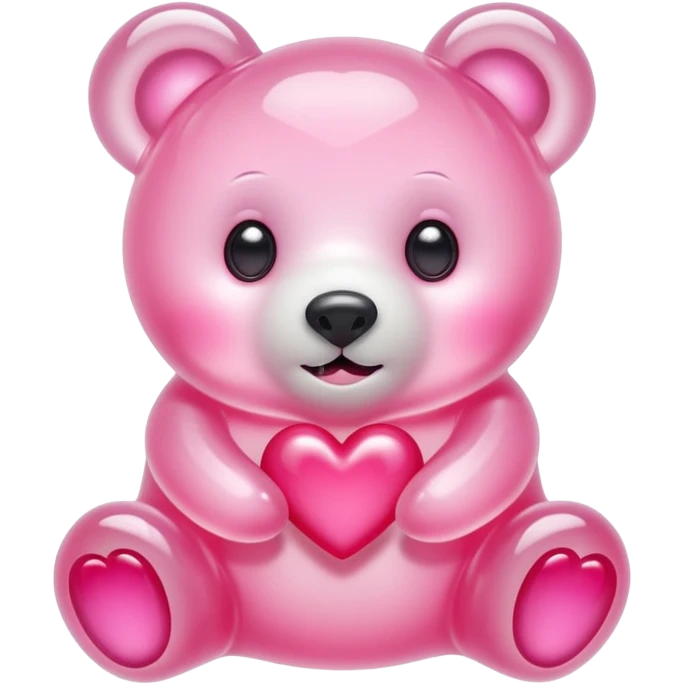 White jelly bear in the shape of a [unclear] with large pink heart-shaped eyes emoji
