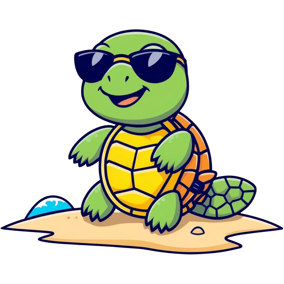 a cute sea turtle sunbathing  emoji