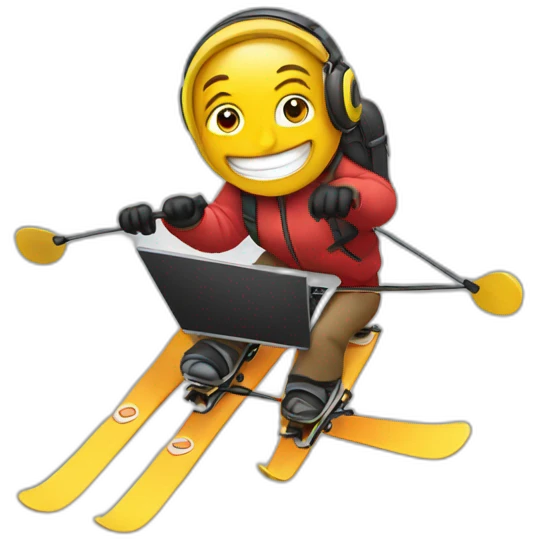 Music, skiing, laptop emoji