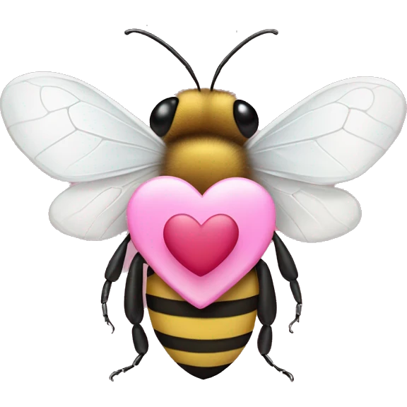 a bee and a white butterfly with a pink heart in between them emoji