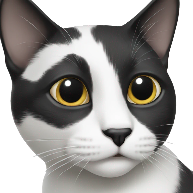 black and white cat with black chin emoji