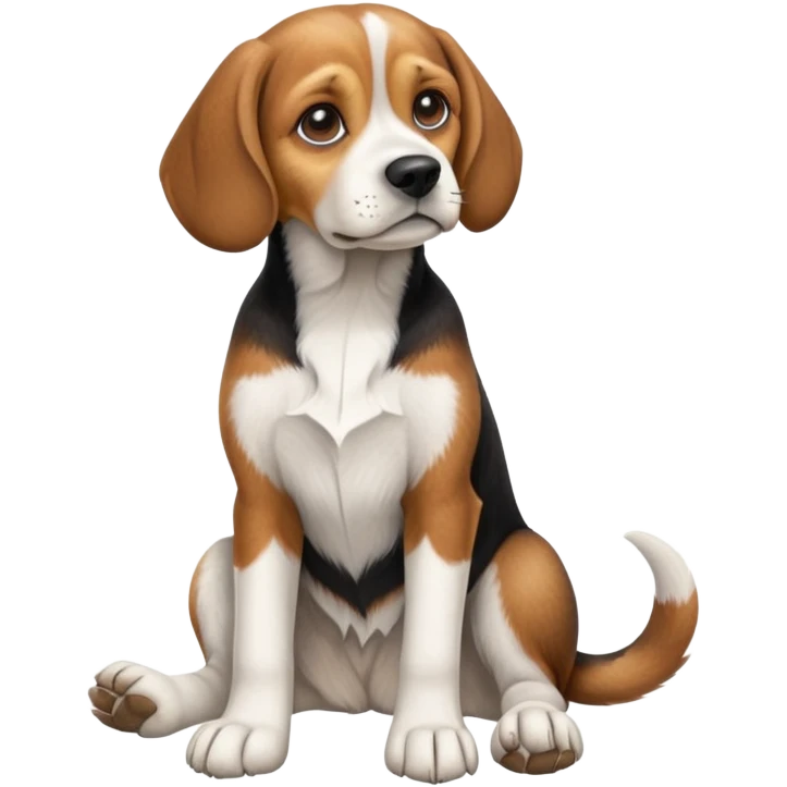 cinematic-[beagle dog]-realistic-full-body-sitting-emoji,-tail-resting-loosely-beside-its-paws,-head-tilted-dramatically,-scruffy-[beagle]-fur,-simplified-yet-realistic-focused-features,-highly-detailed,-glowing-with-an-almost-sarcastic-glow emoji
