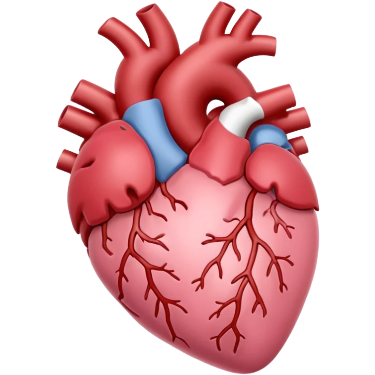 Anatomical heart, soft pink, light, iOS emoji style, variation 3 emoji
