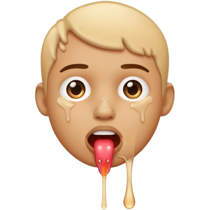 Biting lip emoji with a penis is in front dripping emoji