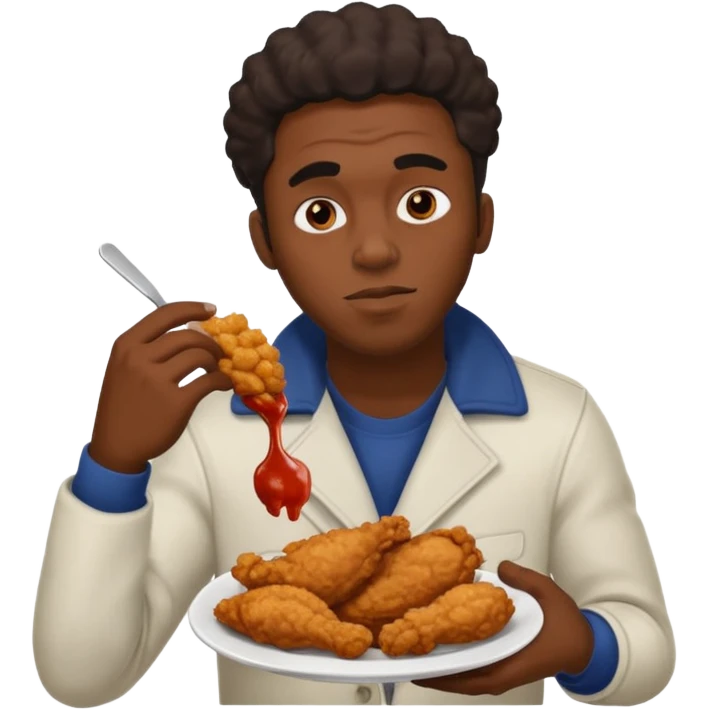black guy, thug, shiesty, stealing, fried chicken, emoji