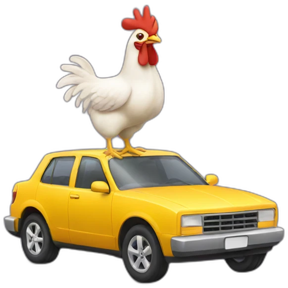 chicken riding a car emoji
