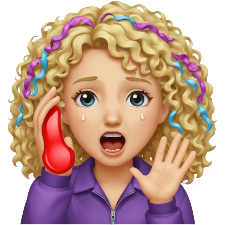 Emoji di ragazza bionda riccia che urla e mette una mano in faccia emoji