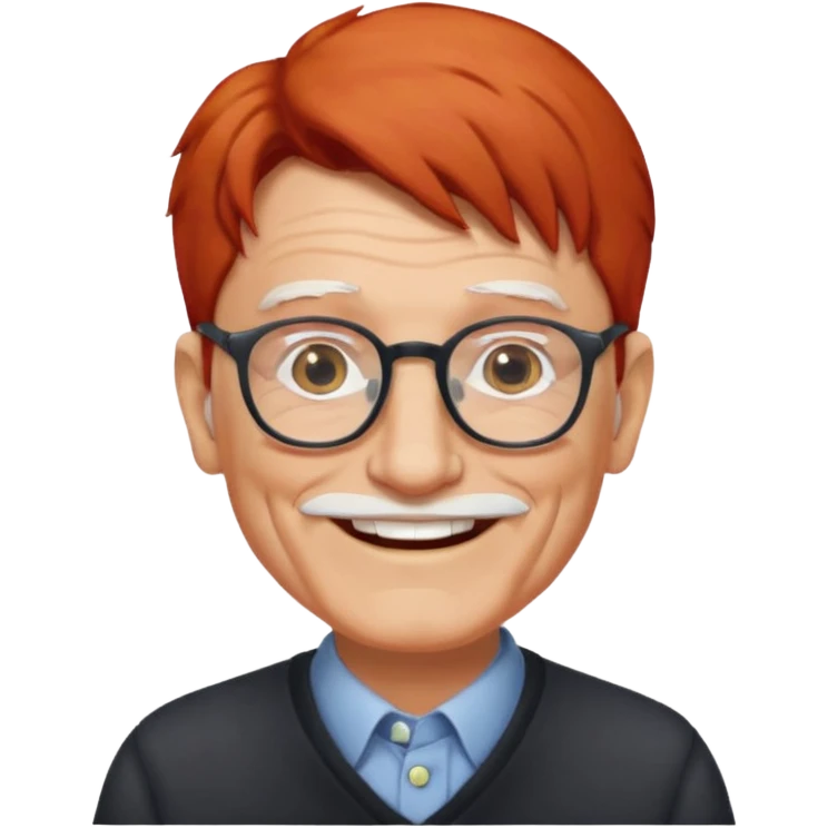 red-haired old man wearing glasses emoji