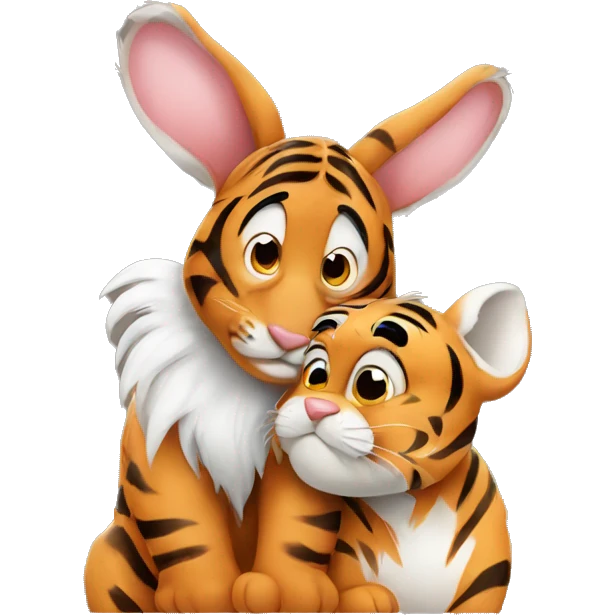 bunny kissing tiger emoji