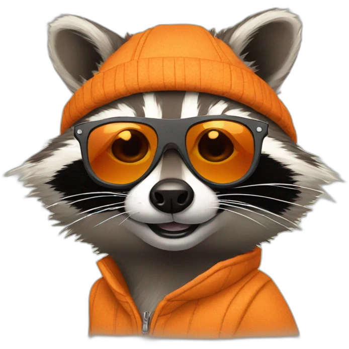 raccoon with orange sunglasses emoji