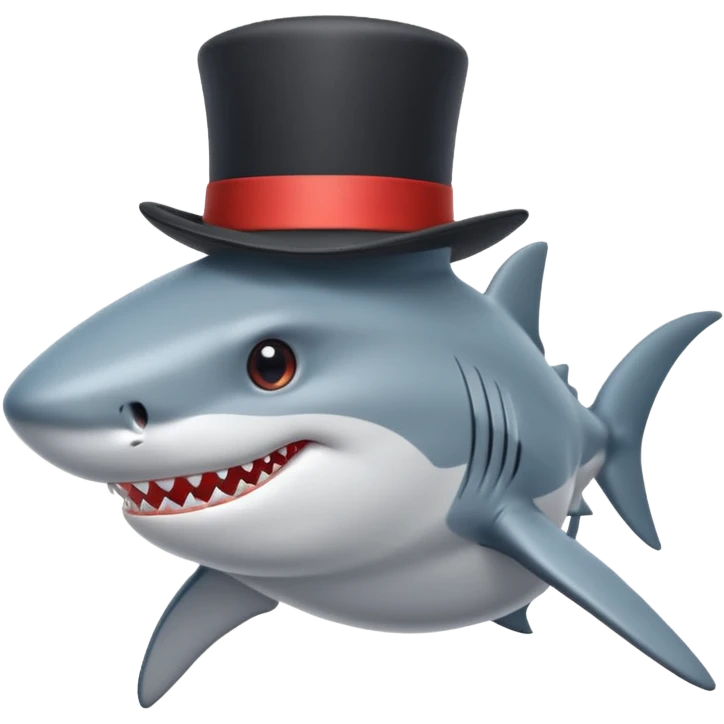 Shark with a top hat emoji