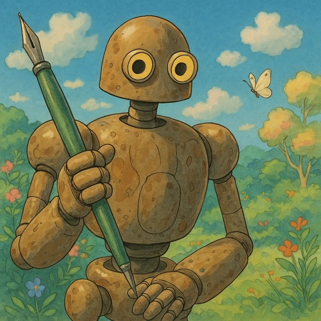 robot holding a pen emoji