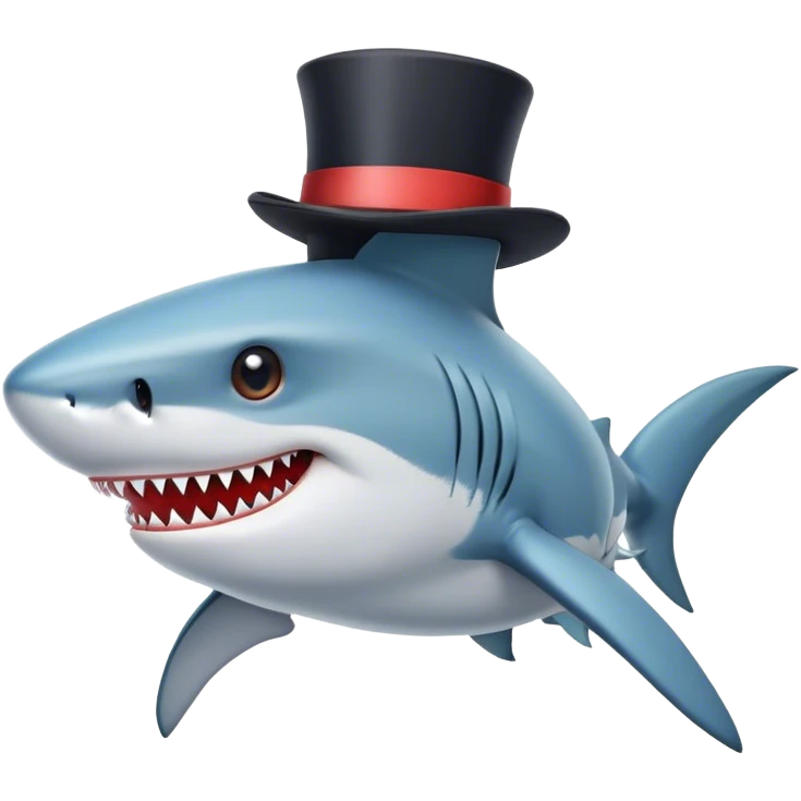 Shark with a top hat emoji