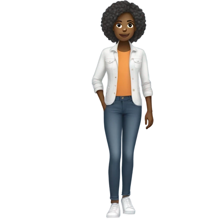 woman has a modern, minimalist look with natural hair, minimal makeup, and smart-casual outfits like jeans, blazers, and sneakers. She often wears a smartwatch , balancing practicality and professionalism.






 emoji