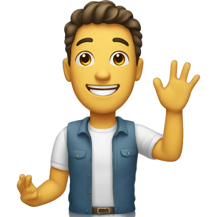 happy man waving emoji