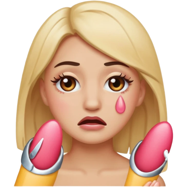 Cry emoji with acrylics and lashes emoji