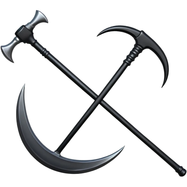 The scythe of the God of Death, a symbol of death, is long and straight, entirely in deep black. emoji