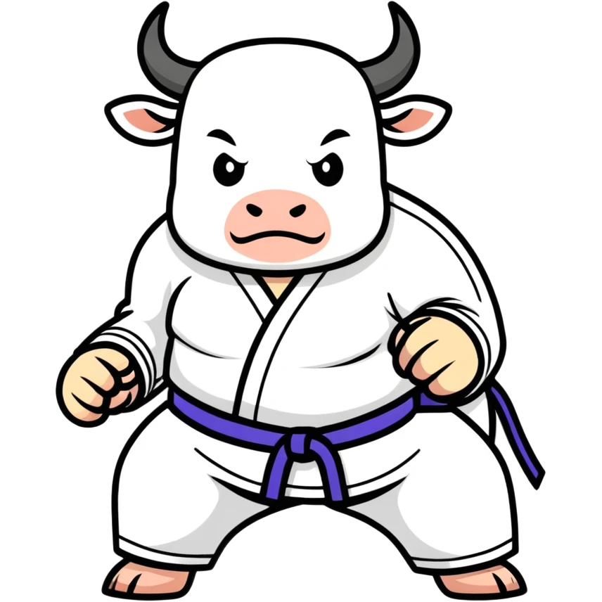 Bull wearing a Jiu Jitsu gi  emoji