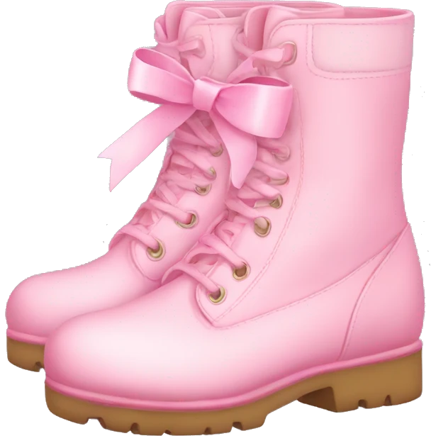 pastel pink boots with pink bow emoji