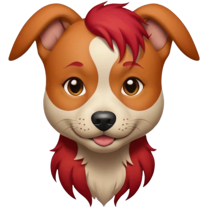 dog with tattoed face and red hair emoji