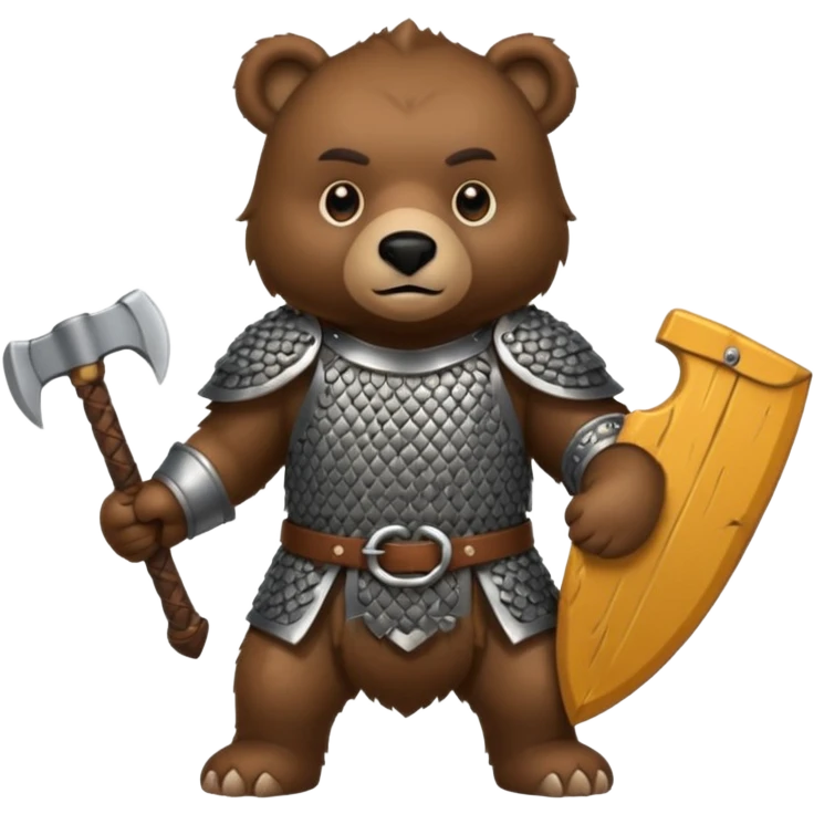 Bear with chainmail armor and axe emoji