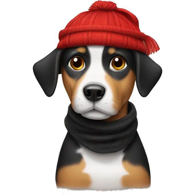 dog with red scarf and black cap emoji
