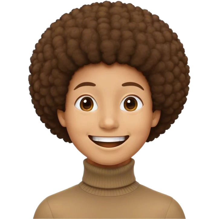 Standard smiley emoji with a small fro and turtleneck emoji