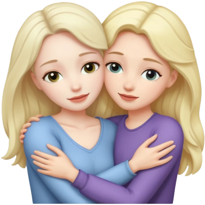 two naked woman hugging emoji