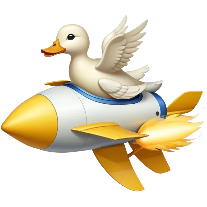 A duck on a rocket flies into space  emoji