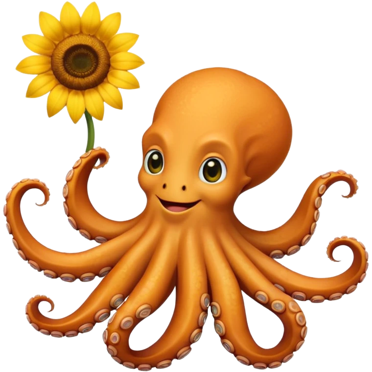 Octopus smiling bringing sunflower  emoji