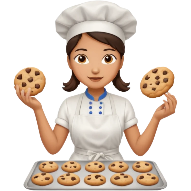 cocinera mujer haciendo cookies emoji