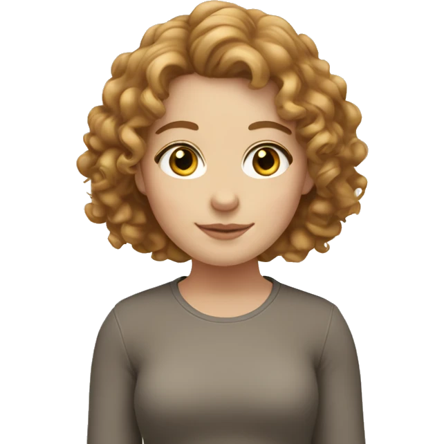 White Girl with a light brown curly hair  emoji