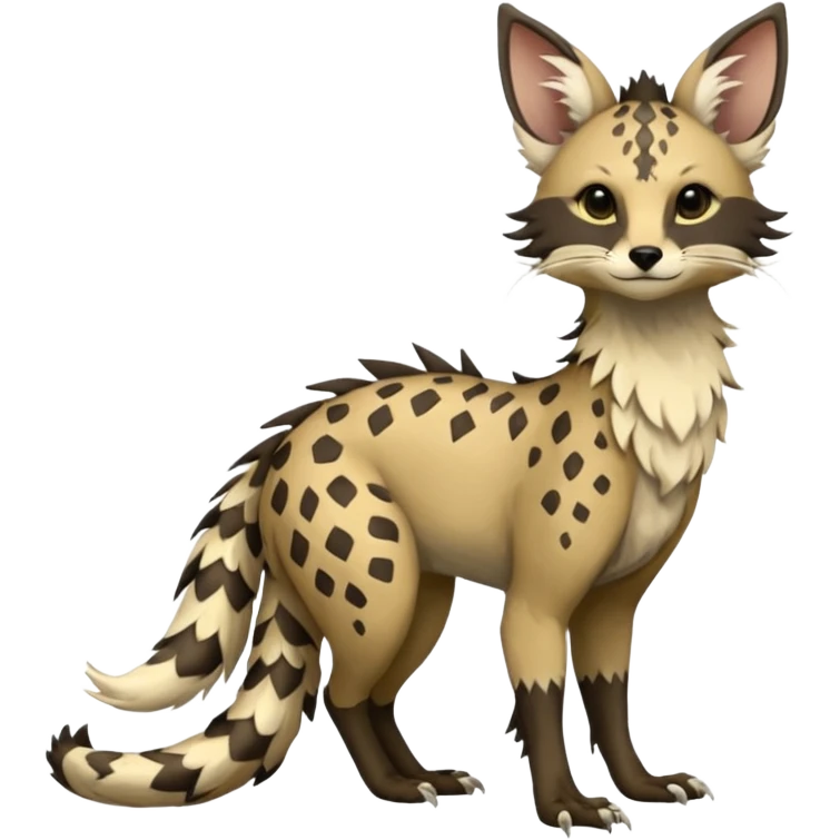 Feral Rare Fantasy Vernid-Trico-species by LiLaiRa, random markings, tufted tail, tufted ears, full body emoji