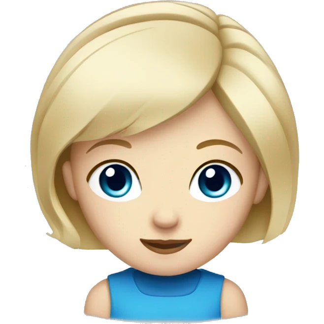 blonde girl with short hair, white skin and blue eyes emoji
