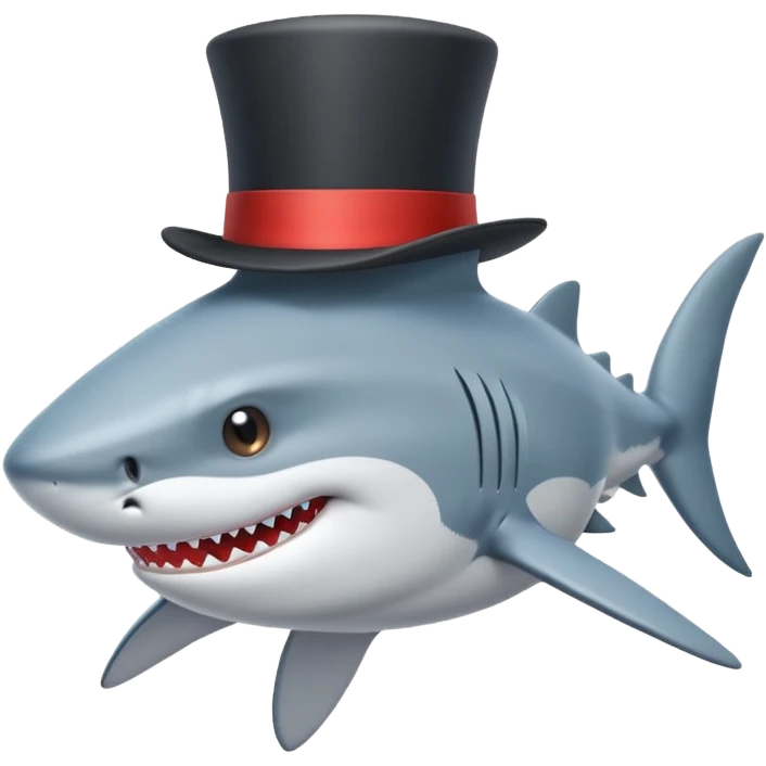 Shark with a top hat emoji