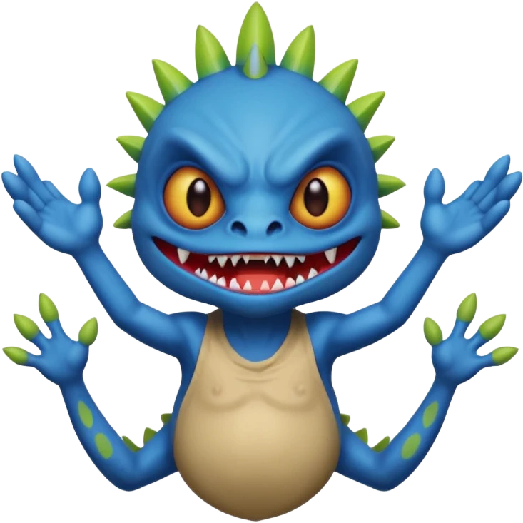 angry Warcraft murloc emoji, arms raised emoji