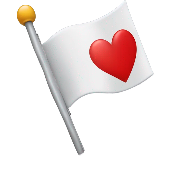 A flag but with just a red heart as a mast  emoji