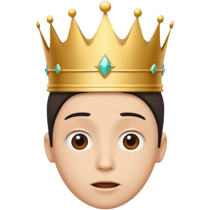 Crown flying off a head, motion lines + absurd expression emoji
