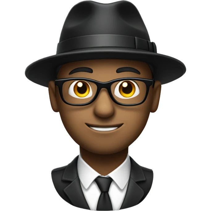 A white man with a black hat and black glasses carrying a suitcase of money emoji