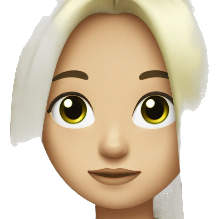 Girl with black hair and a blonde neck with green eyes emoji