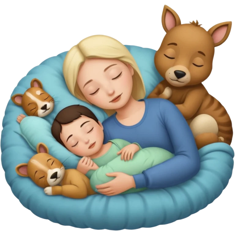 Femme Marie, homme Joseph, et le petit bébé Jesus, et les animaux font tous dodo emoji