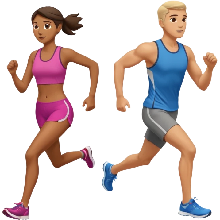running iranians, full length, profile, man and woman emoji