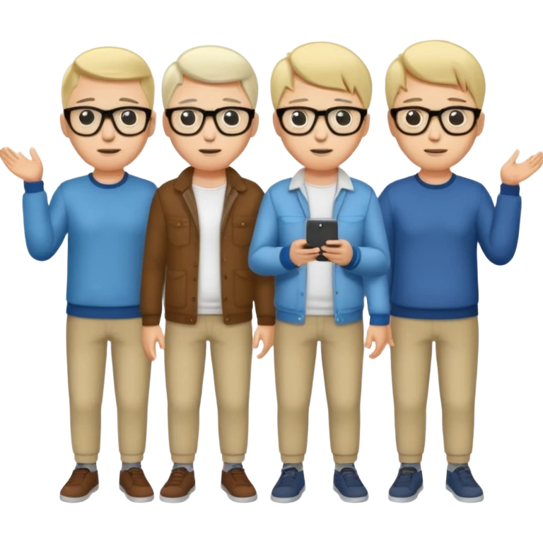 Group of 4 vibe coders, all male and white skinned  emoji