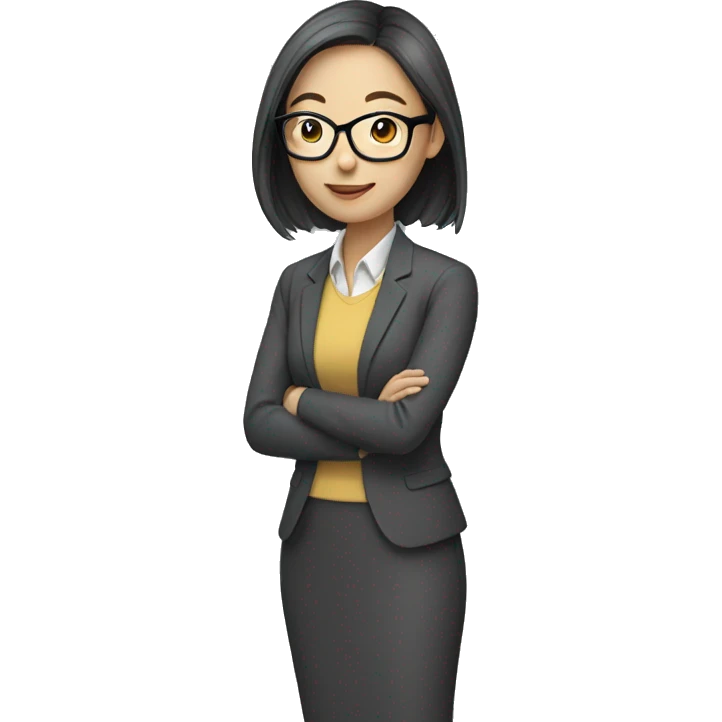 asian female teacher with glasses and long hair emoji