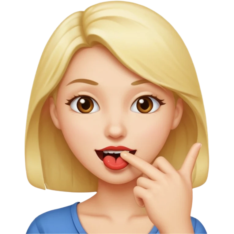 Finger biting flirty face emoji