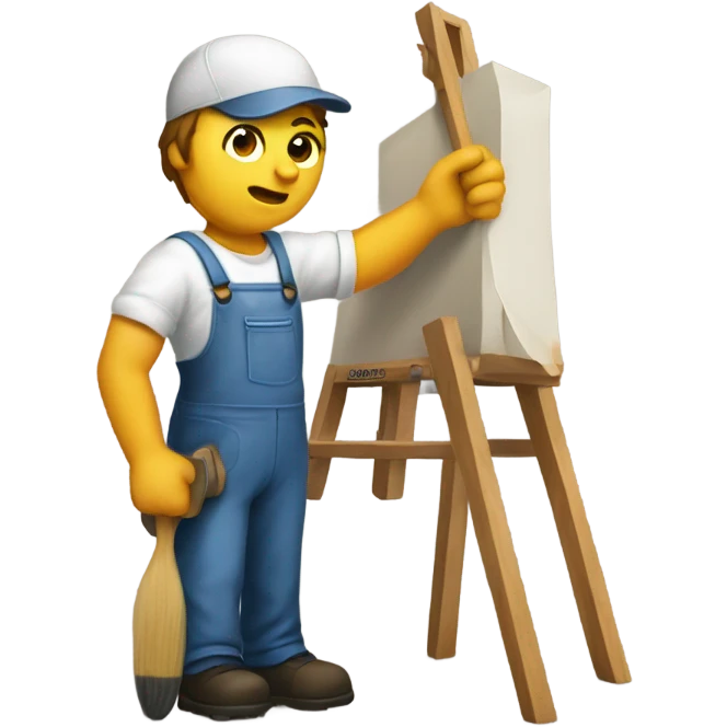 A painter with the word no on a canvas emoji