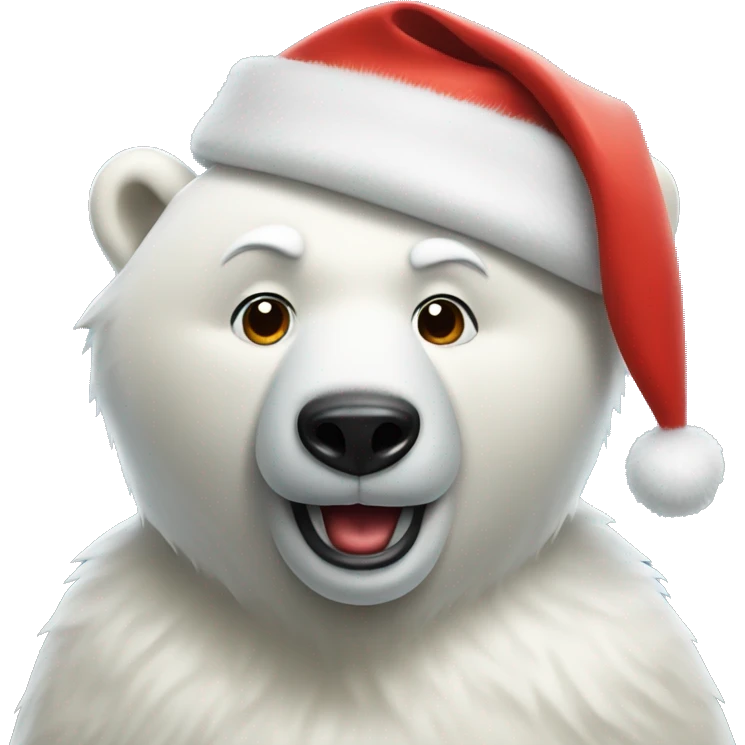 Polar bear wearing Santa hat with coke cola  emoji