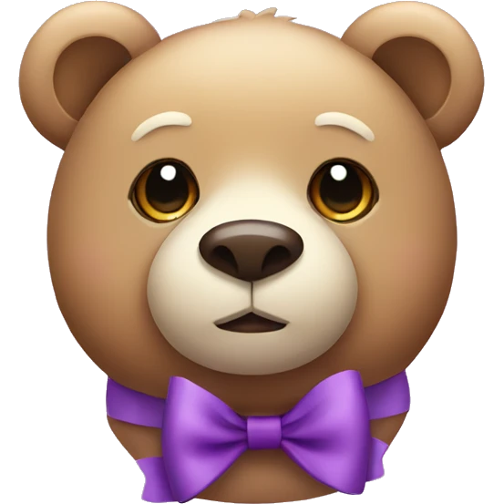 Cute bear with purple bow emoji